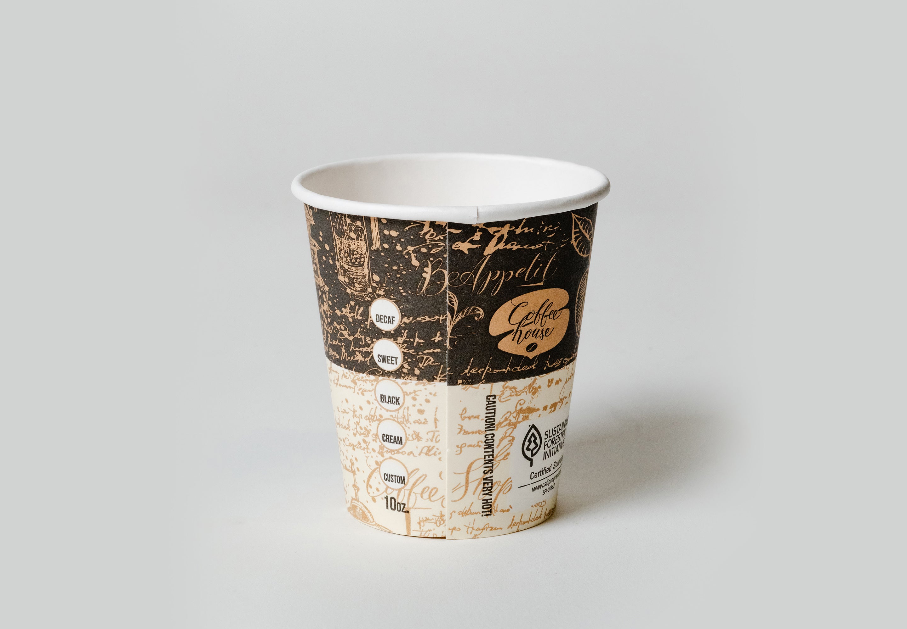 10oz Squat Single Wall Hot Paper Cup